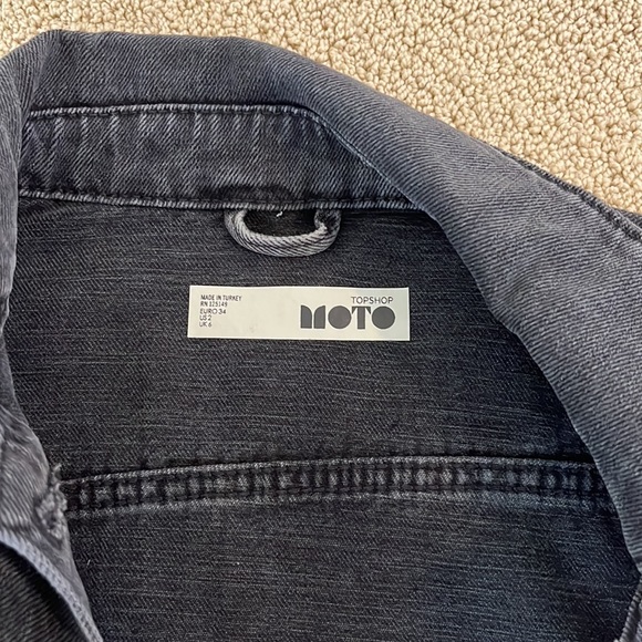 Worn 1 time. Distressed black denim jean jacket. Runs generous. - Picture 4 of 7